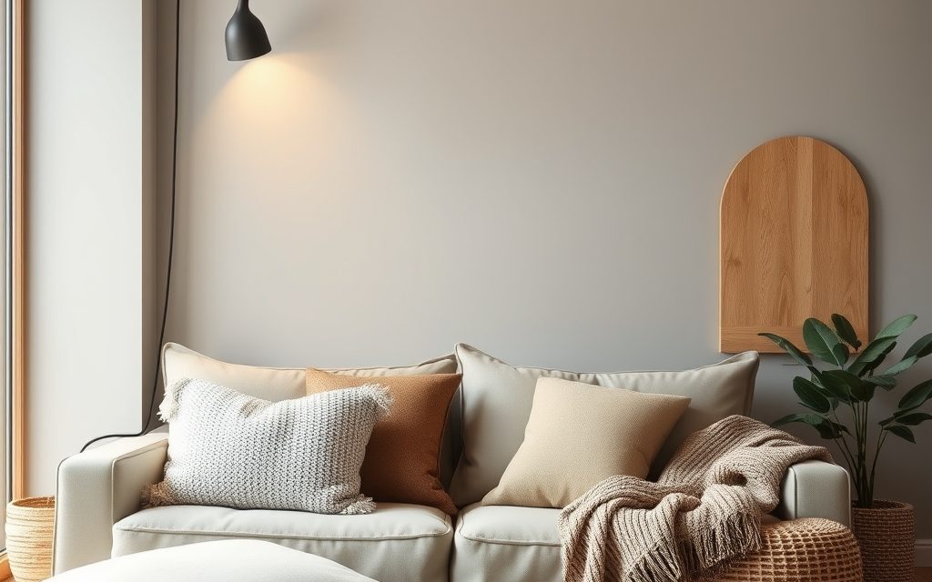 Jak ocieplić szare wnętrze: drewniane akcenty, tekstylia i ciepłe światło dla przytulnej przestrzeni