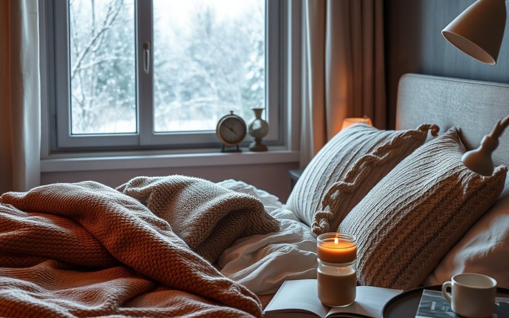 Jak stworzyć przytulną zimową sypialnię: warstwowość, ciepłe tekstylia i nastrojowe oświetlenie dla komfortu snu